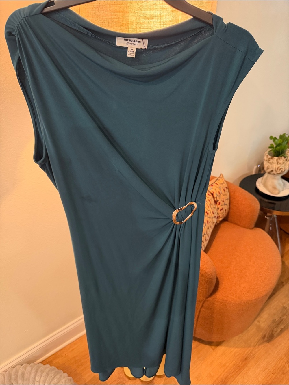 Old navy knit Teal Sleeveless Midi Dress with silver Ring Detail